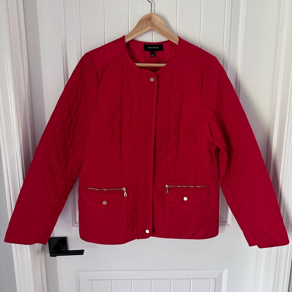 Talbots Red Quilted Jacket Sz L